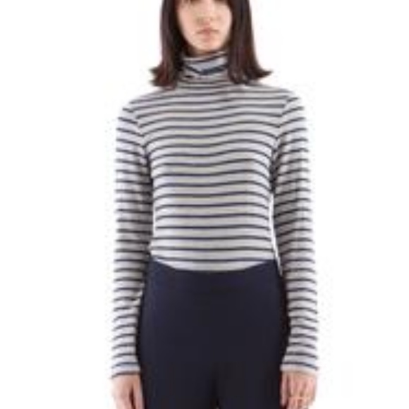 Brooklyn Stripe Turtle Neck Heather Grey/Navy - Picture 1 of 4